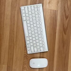 Apple Silver and White Wireless Keyboard and Mouse